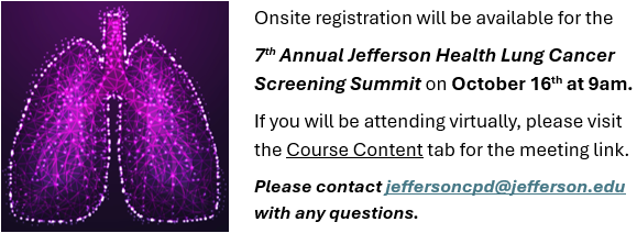 7th Annual Jefferson Health Lung Cancer Screening Summit Banner